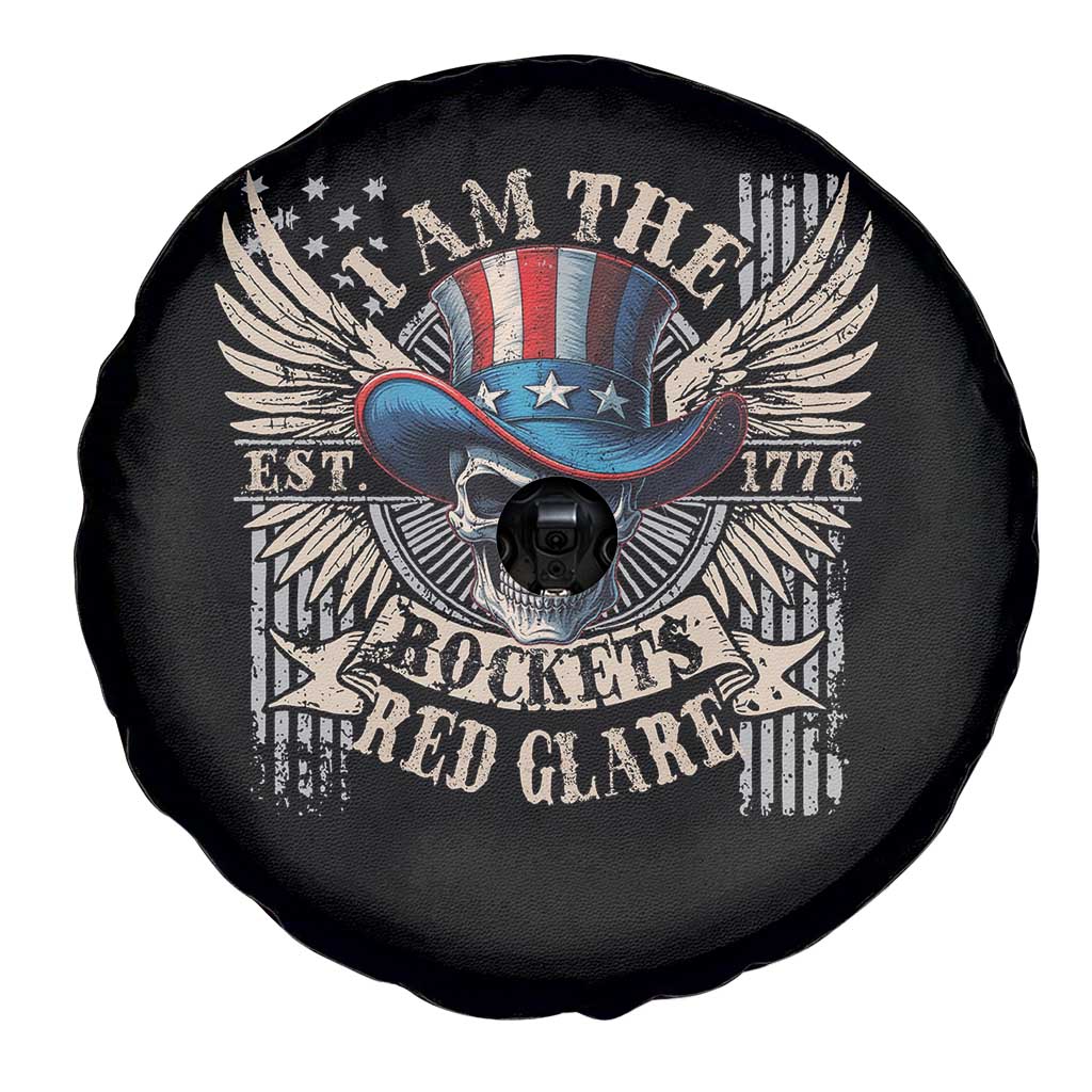 Funny 4th Of July Patriotic Skull Spare Tire Cover I Am The Rockets Red Glare EST 1776 - Wonder Print Shop