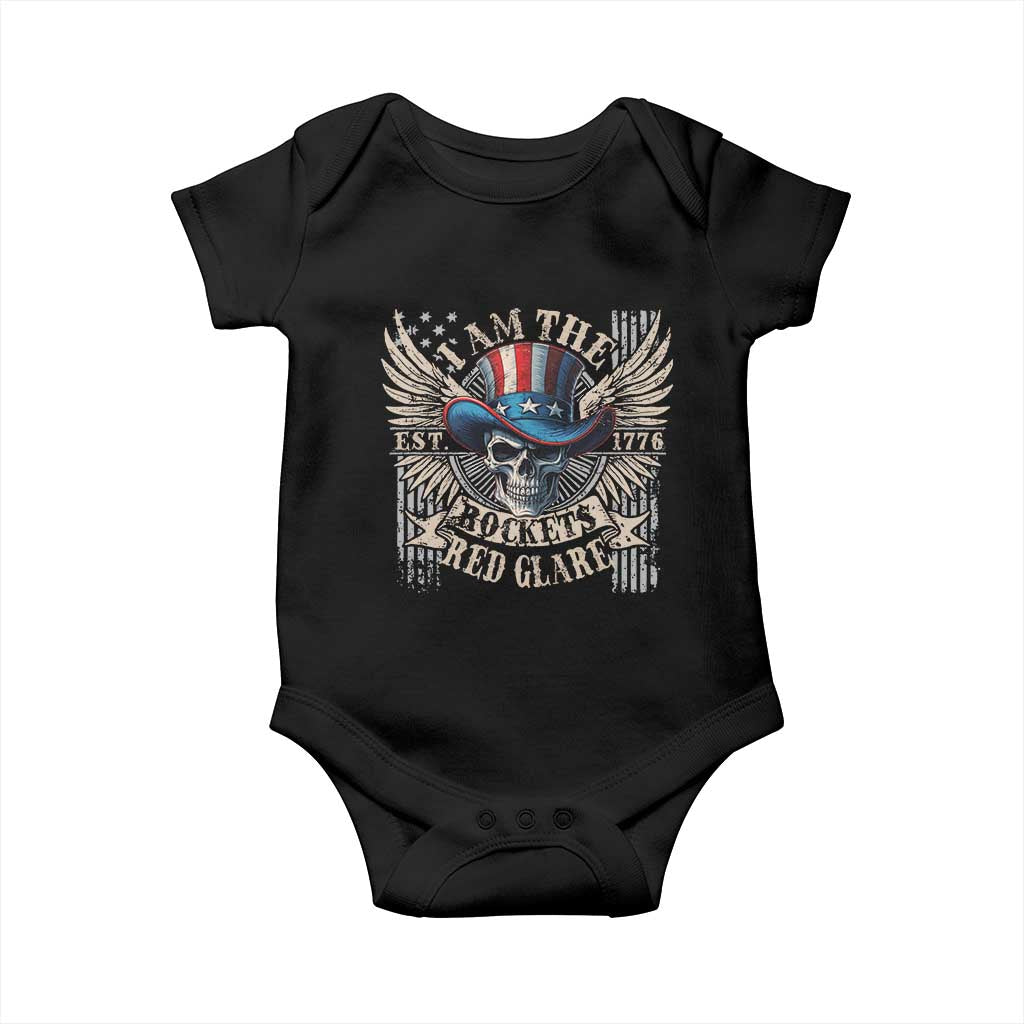 Funny 4th Of July Patriotic Skull Baby Onesie I Am The Rockets Red Glare EST 1776 - Wonder Print Shop