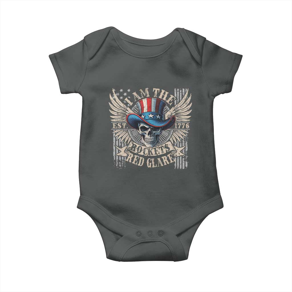 Funny 4th Of July Patriotic Skull Baby Onesie I Am The Rockets Red Glare EST 1776 - Wonder Print Shop