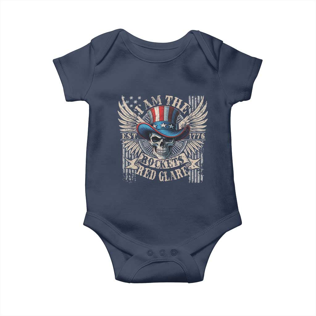Funny 4th Of July Patriotic Skull Baby Onesie I Am The Rockets Red Glare EST 1776 - Wonder Print Shop