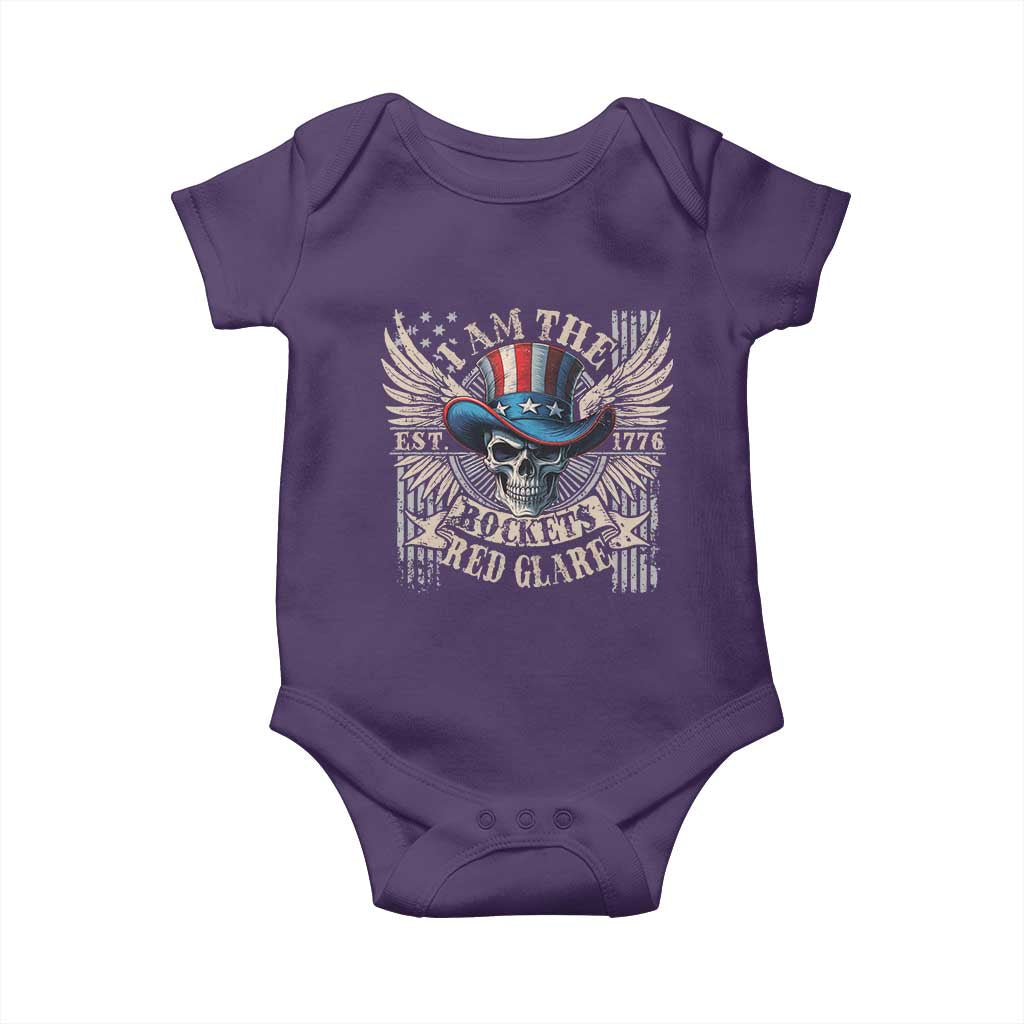 Funny 4th Of July Patriotic Skull Baby Onesie I Am The Rockets Red Glare EST 1776 - Wonder Print Shop