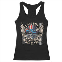 Funny 4th Of July Patriotic Skull Racerback Tank Top I Am The Rockets Red Glare EST 1776 - Wonder Print Shop