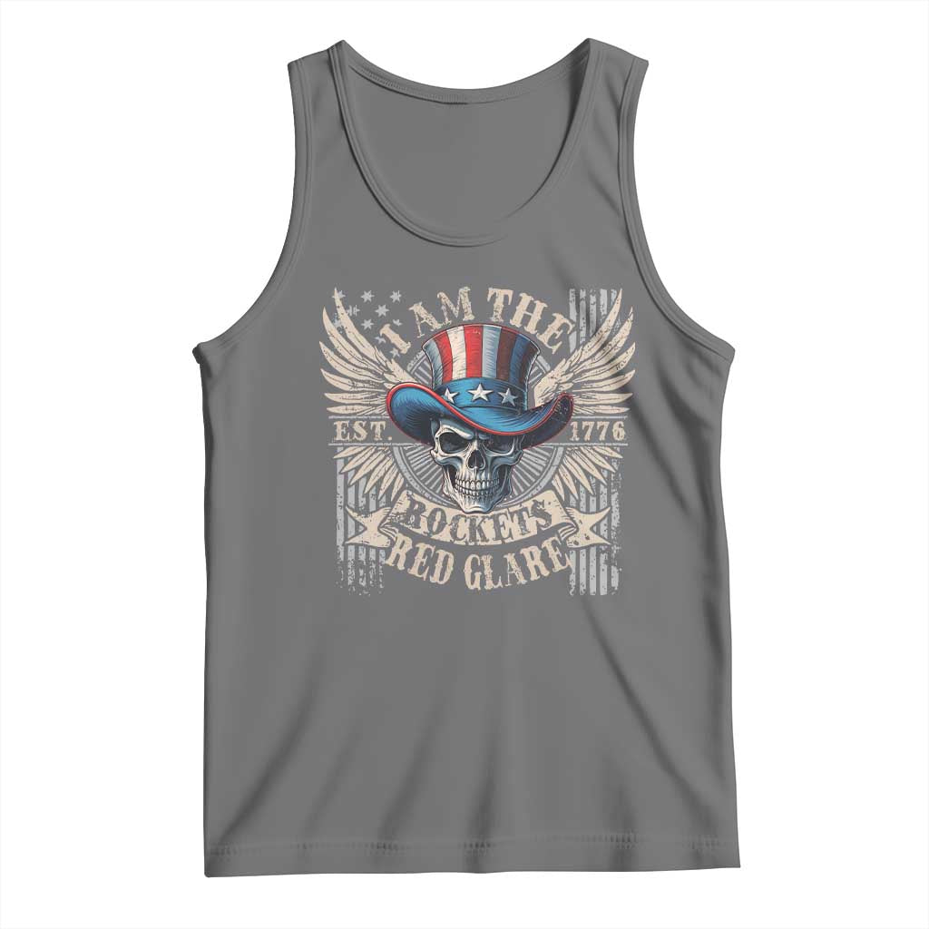 Funny 4th Of July Patriotic Skull Tank Top I Am The Rockets Red Glare EST 1776 - Wonder Print Shop