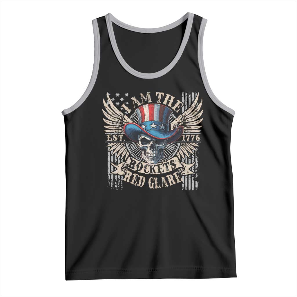 Funny 4th Of July Patriotic Skull Tank Top I Am The Rockets Red Glare EST 1776 - Wonder Print Shop