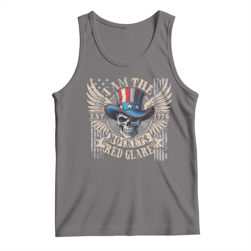 Funny 4th Of July Patriotic Skull Tank Top I Am The Rockets Red Glare EST 1776 - Wonder Print Shop