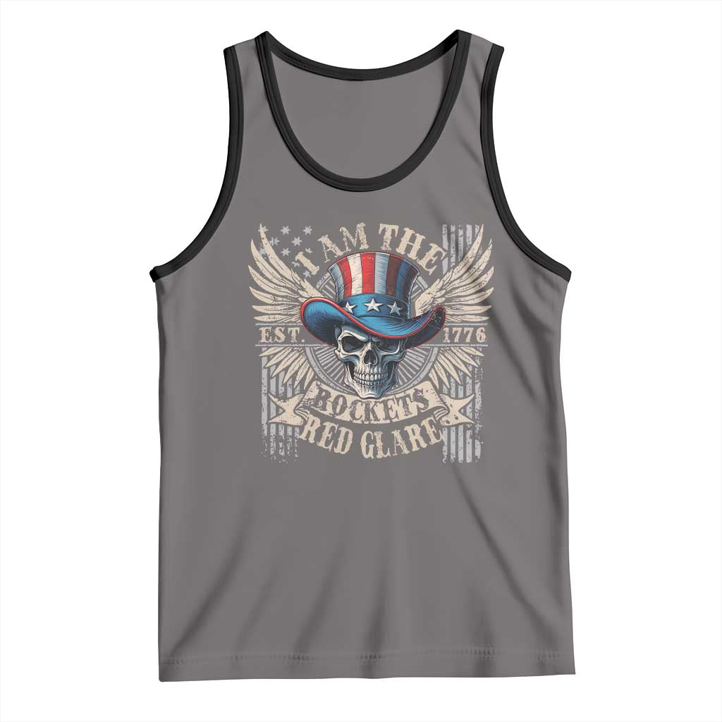 Funny 4th Of July Patriotic Skull Tank Top I Am The Rockets Red Glare EST 1776 - Wonder Print Shop