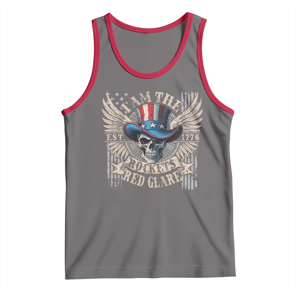Funny 4th Of July Patriotic Skull Tank Top I Am The Rockets Red Glare EST 1776 - Wonder Print Shop
