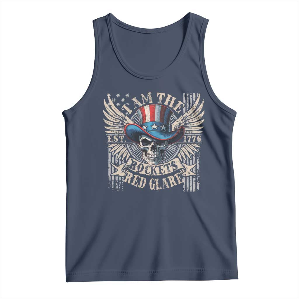 Funny 4th Of July Patriotic Skull Tank Top I Am The Rockets Red Glare EST 1776 - Wonder Print Shop
