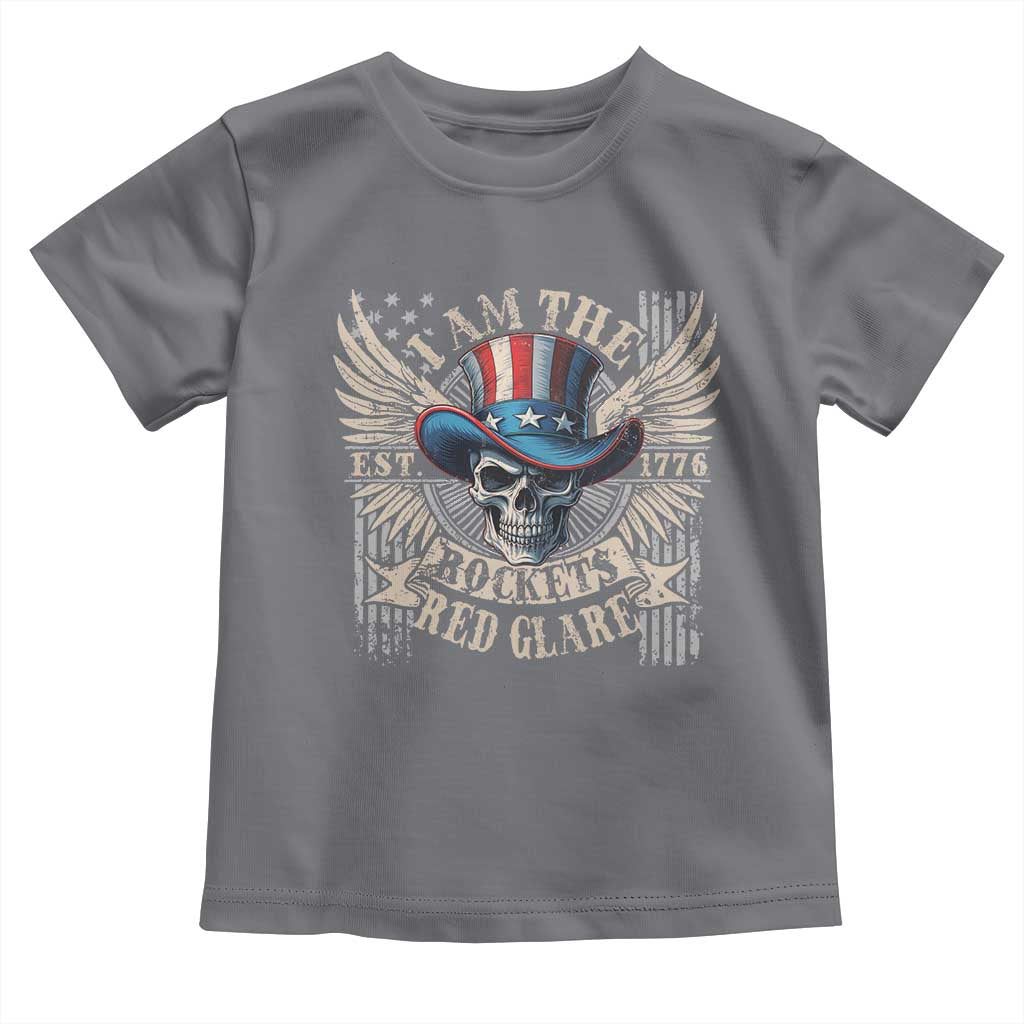 Funny 4th Of July Patriotic Skull Toddler T Shirt I Am The Rockets Red Glare EST 1776 - Wonder Print Shop