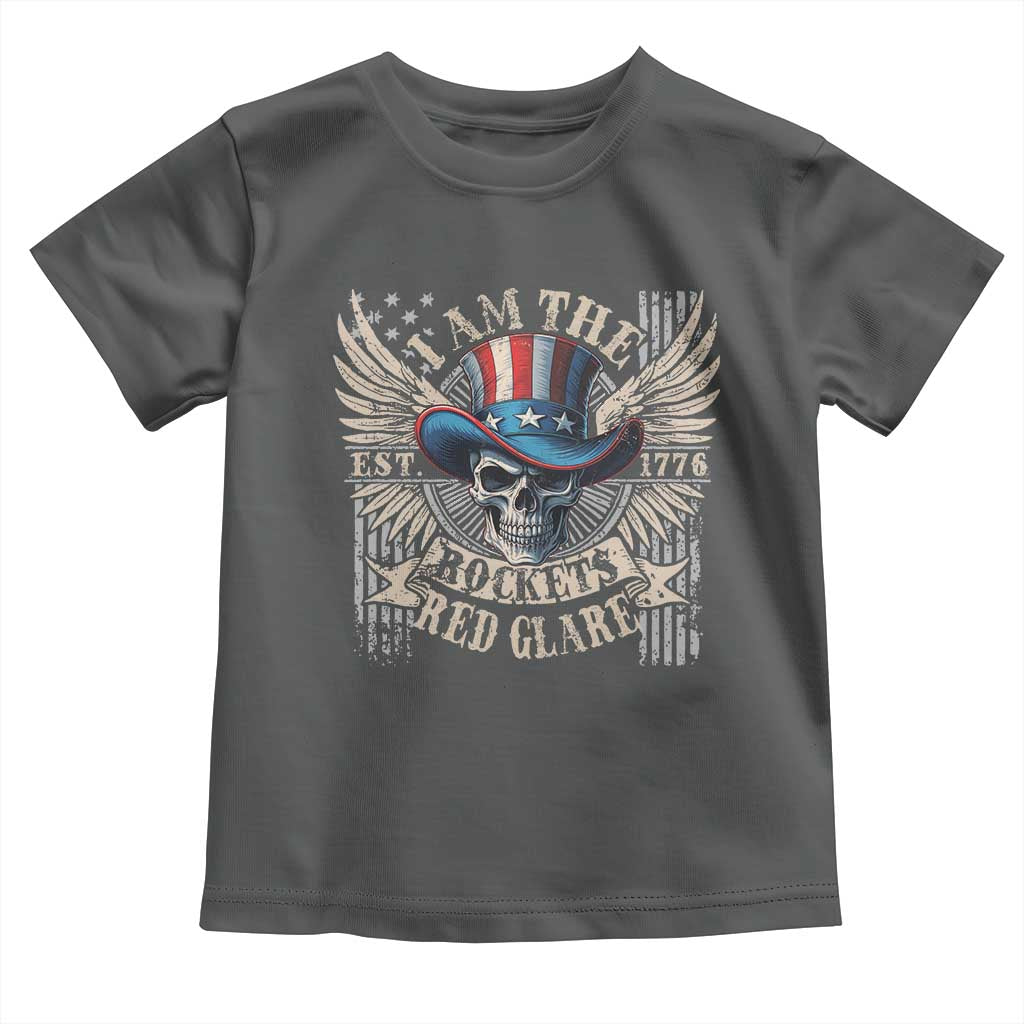 Funny 4th Of July Patriotic Skull Toddler T Shirt I Am The Rockets Red Glare EST 1776 - Wonder Print Shop