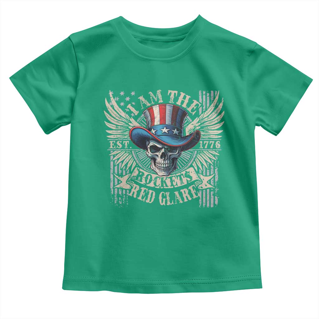 Funny 4th Of July Patriotic Skull Toddler T Shirt I Am The Rockets Red Glare EST 1776 - Wonder Print Shop