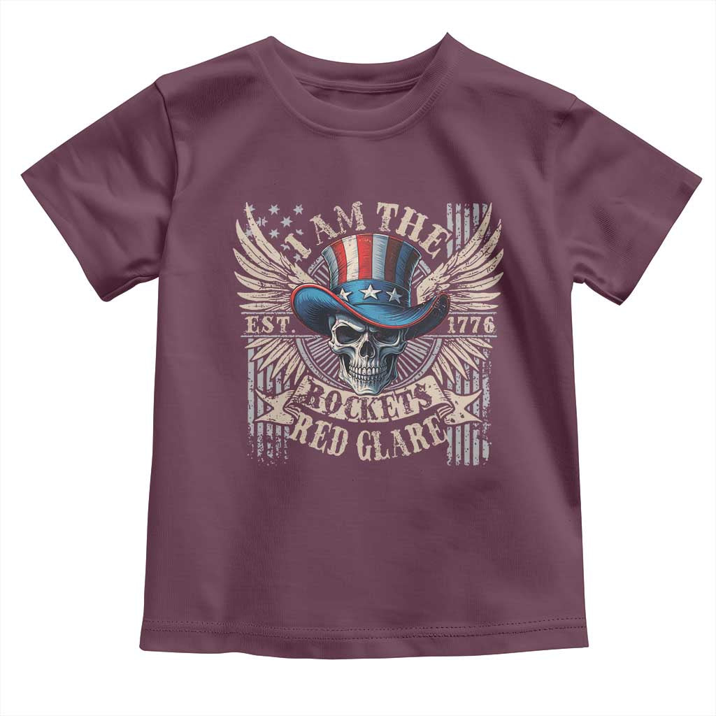 Funny 4th Of July Patriotic Skull Toddler T Shirt I Am The Rockets Red Glare EST 1776 - Wonder Print Shop