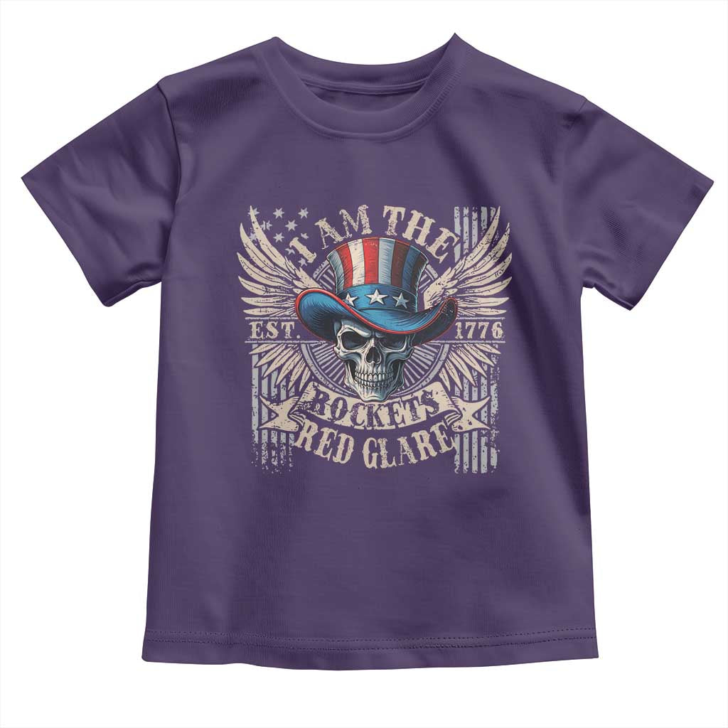 Funny 4th Of July Patriotic Skull Toddler T Shirt I Am The Rockets Red Glare EST 1776 - Wonder Print Shop