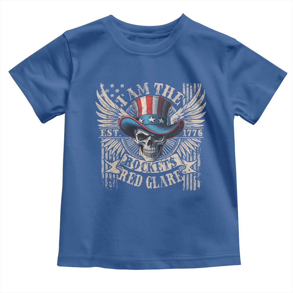 Funny 4th Of July Patriotic Skull Toddler T Shirt I Am The Rockets Red Glare EST 1776 - Wonder Print Shop