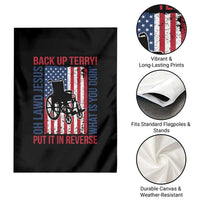 Funny Back Up Terry Put It In Reverse Garden Flag Oh Lawd Jesus What Is You Doin - Wonder Print Shop