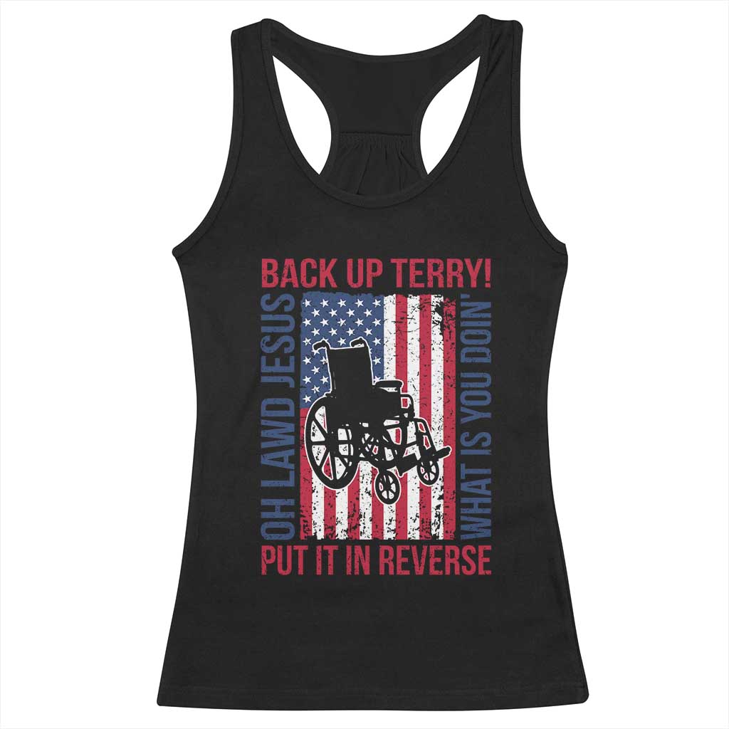 Funny Back Up Terry Put It In Reverse Racerback Tank Top Oh Lawd Jesus What Is You Doin - Wonder Print Shop