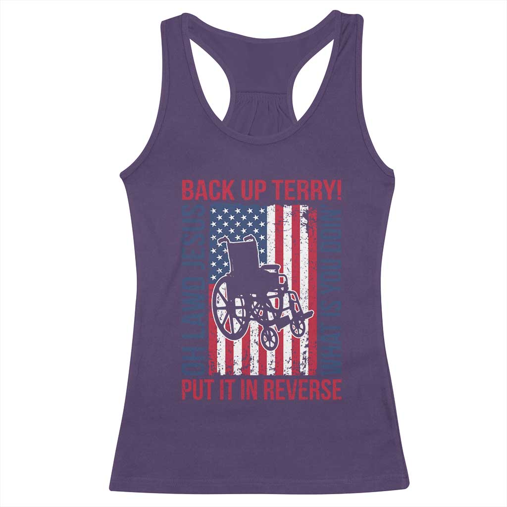 Funny Back Up Terry Put It In Reverse Racerback Tank Top Oh Lawd Jesus What Is You Doin - Wonder Print Shop