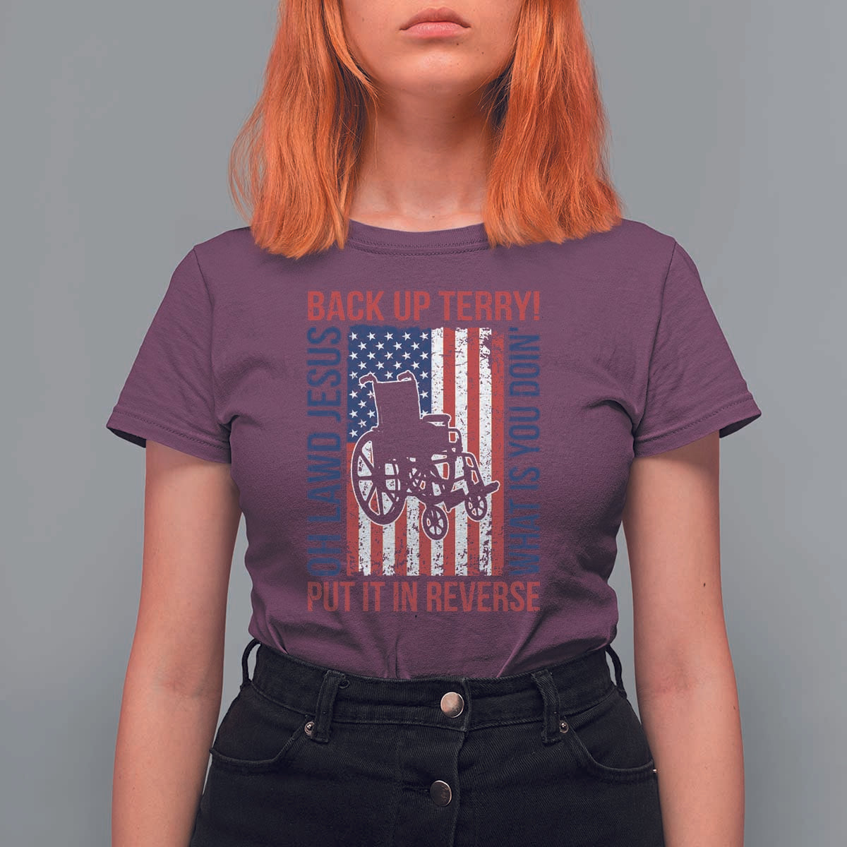 Funny Back Up Terry Put It In Reverse T Shirt For Women Oh Lawd Jesus What Is You Doin - Wonder Print Shop