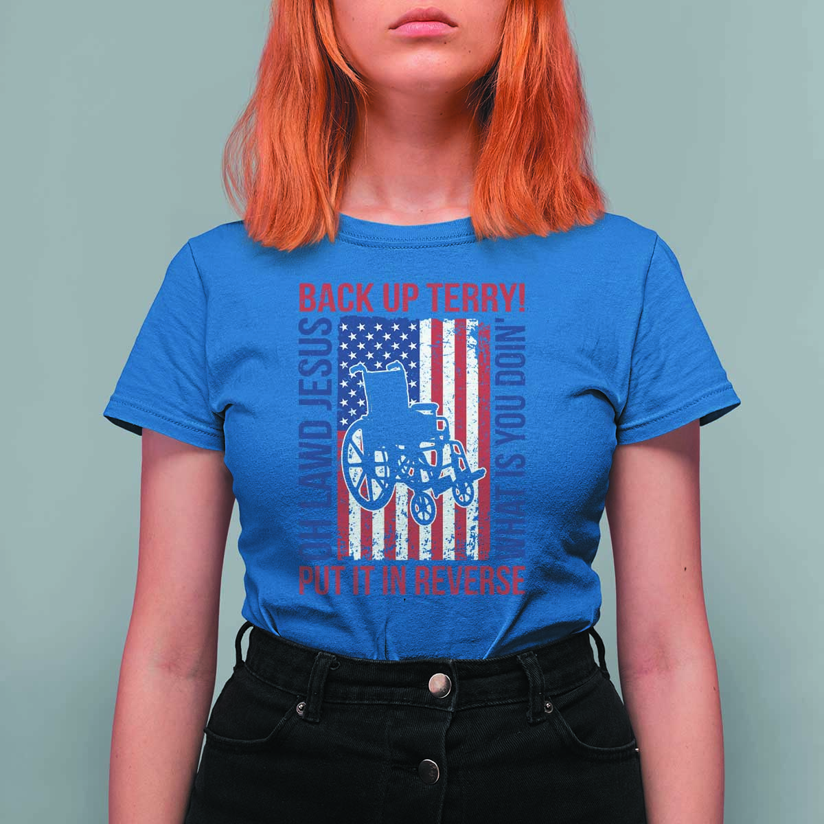 Funny Back Up Terry Put It In Reverse T Shirt For Women Oh Lawd Jesus What Is You Doin - Wonder Print Shop