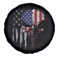 Funny 4th Of July Vintage American Flag Skull Skeleton Spare Tire Cover - Wonder Print Shop