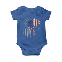 Funny 4th Of July Vintage American Flag Skull Skeleton Baby Onesie - Wonder Print Shop