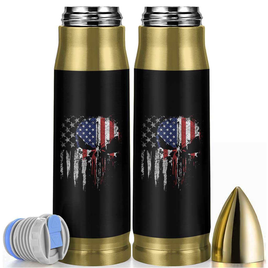 Funny 4th Of July Vintage American Flag Skull Skeleton Bullet Tumbler - Wonder Print Shop