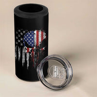 Funny 4th Of July Vintage American Flag Skull Skeleton 4 in 1 Can Cooler Tumbler - Wonder Print Shop