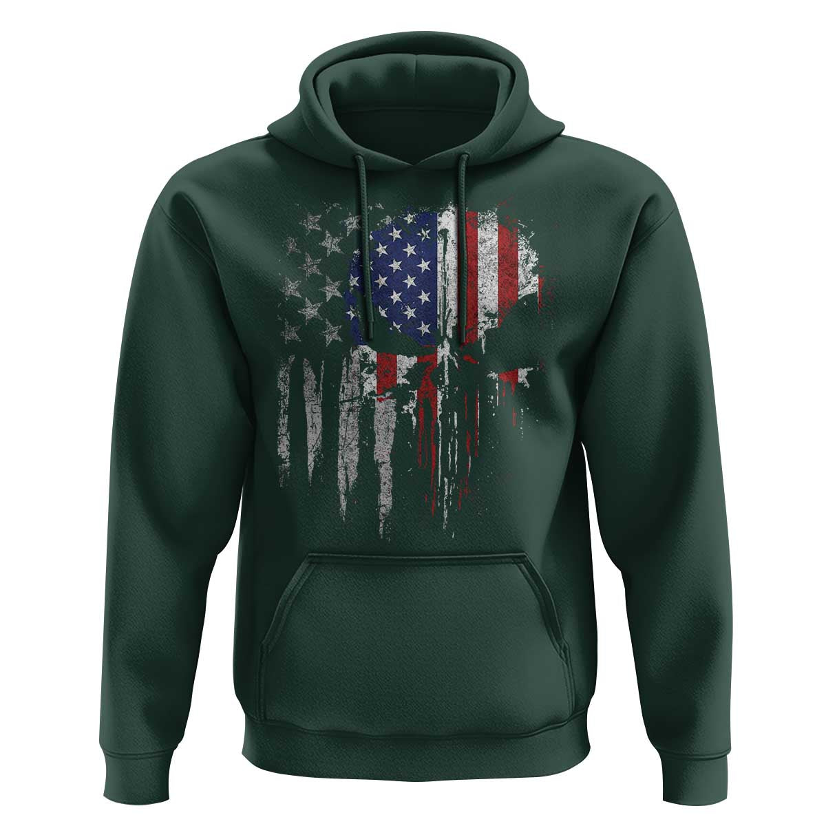 Funny 4th Of July Vintage American Flag Skull Skeleton Hoodie - Wonder Print Shop