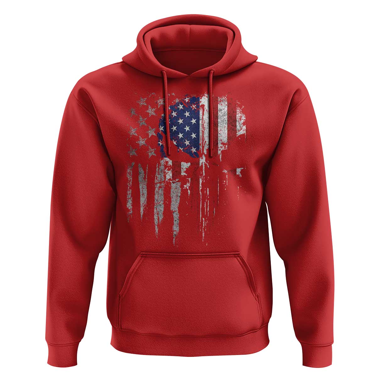 Funny 4th Of July Vintage American Flag Skull Skeleton Hoodie - Wonder Print Shop
