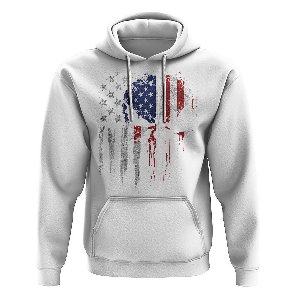 Funny 4th Of July Vintage American Flag Skull Skeleton Hoodie - Wonder Print Shop