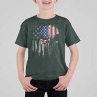 Funny 4th Of July Vintage American Flag Skull Skeleton T Shirt For Kid - Wonder Print Shop