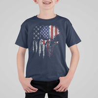 Funny 4th Of July Vintage American Flag Skull Skeleton T Shirt For Kid - Wonder Print Shop