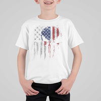 Funny 4th Of July Vintage American Flag Skull Skeleton T Shirt For Kid - Wonder Print Shop