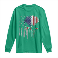 Funny 4th Of July Vintage American Flag Skull Skeleton Long Sleeve Shirt - Wonder Print Shop