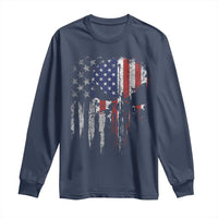 Funny 4th Of July Vintage American Flag Skull Skeleton Long Sleeve Shirt - Wonder Print Shop