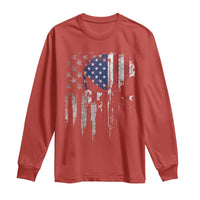 Funny 4th Of July Vintage American Flag Skull Skeleton Long Sleeve Shirt - Wonder Print Shop