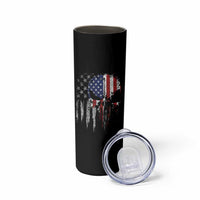 Funny 4th Of July Vintage American Flag Skull Skeleton Skinny Tumbler - Wonder Print Shop
