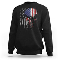 Funny 4th Of July Vintage American Flag Skull Skeleton Sweatshirt - Wonder Print Shop