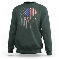 Funny 4th Of July Vintage American Flag Skull Skeleton Sweatshirt - Wonder Print Shop