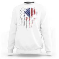 Funny 4th Of July Vintage American Flag Skull Skeleton Sweatshirt - Wonder Print Shop