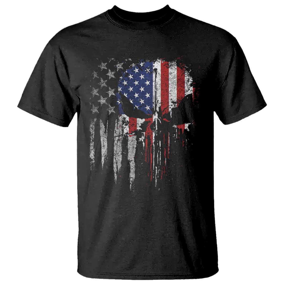 Funny 4th Of July Vintage American Flag Skull Skeleton T Shirt - Wonder Print Shop