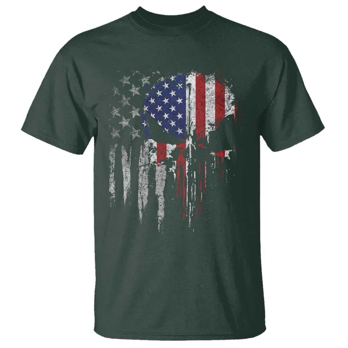 Funny 4th Of July Vintage American Flag Skull Skeleton T Shirt - Wonder Print Shop