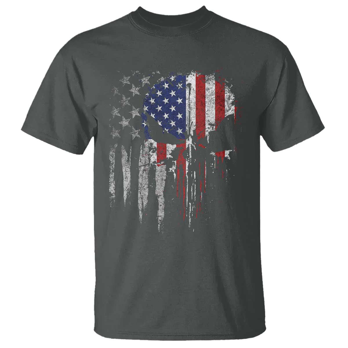 Funny 4th Of July Vintage American Flag Skull Skeleton T Shirt - Wonder Print Shop