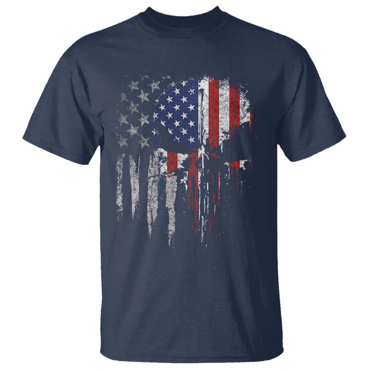 Funny 4th Of July Vintage American Flag Skull Skeleton T Shirt - Wonder Print Shop