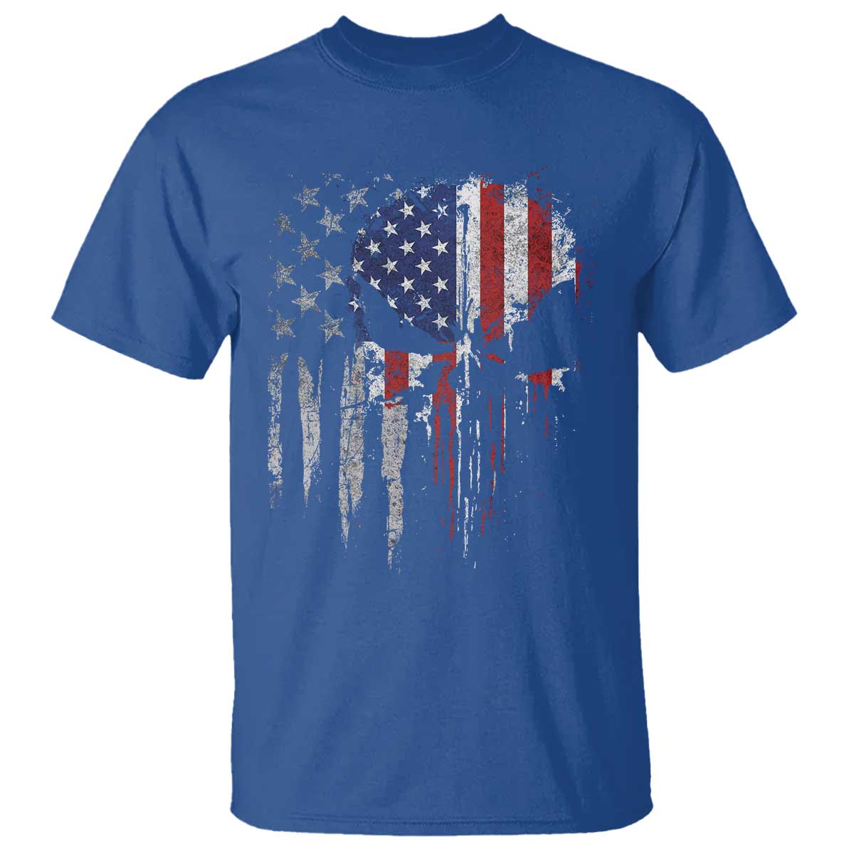 Funny 4th Of July Vintage American Flag Skull Skeleton T Shirt - Wonder Print Shop