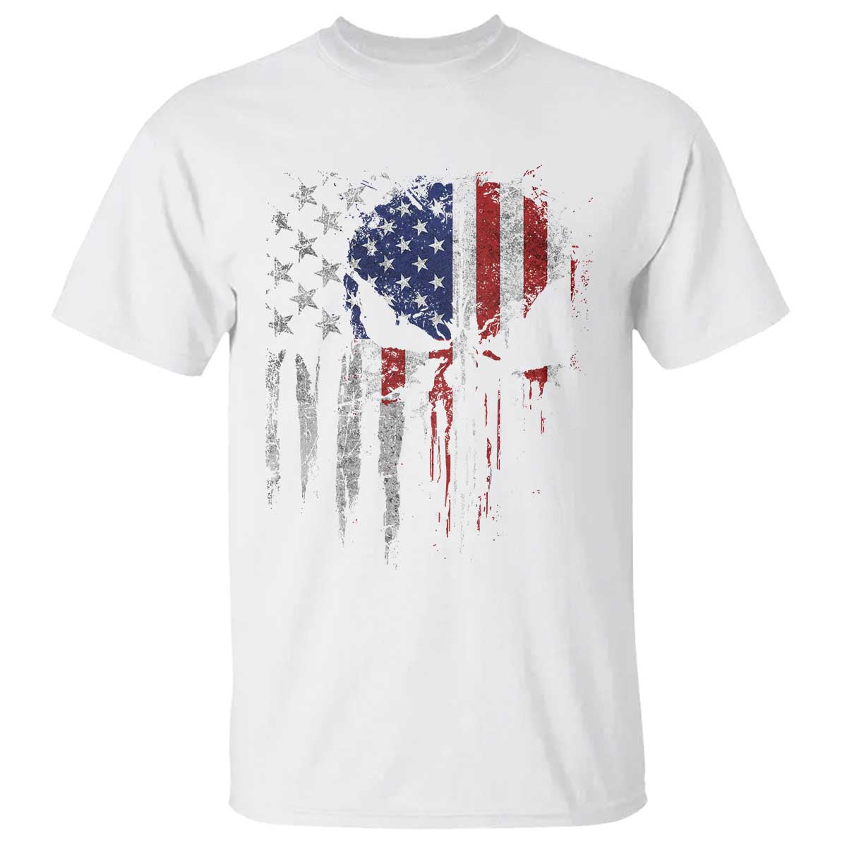 Funny 4th Of July Vintage American Flag Skull Skeleton T Shirt - Wonder Print Shop