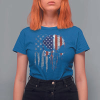 Funny 4th Of July Vintage American Flag Skull Skeleton T Shirt For Women - Wonder Print Shop
