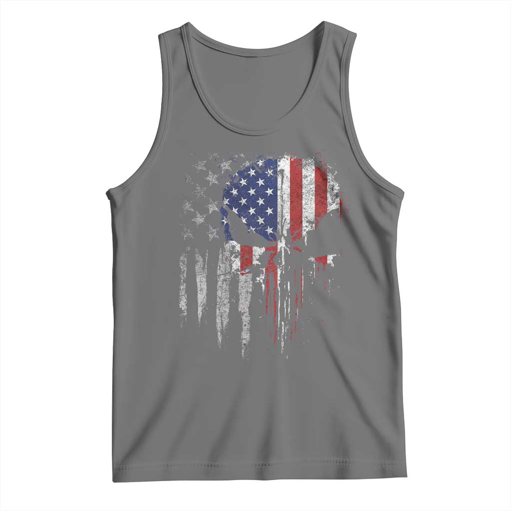 Funny 4th Of July Vintage American Flag Skull Skeleton Tank Top - Wonder Print Shop