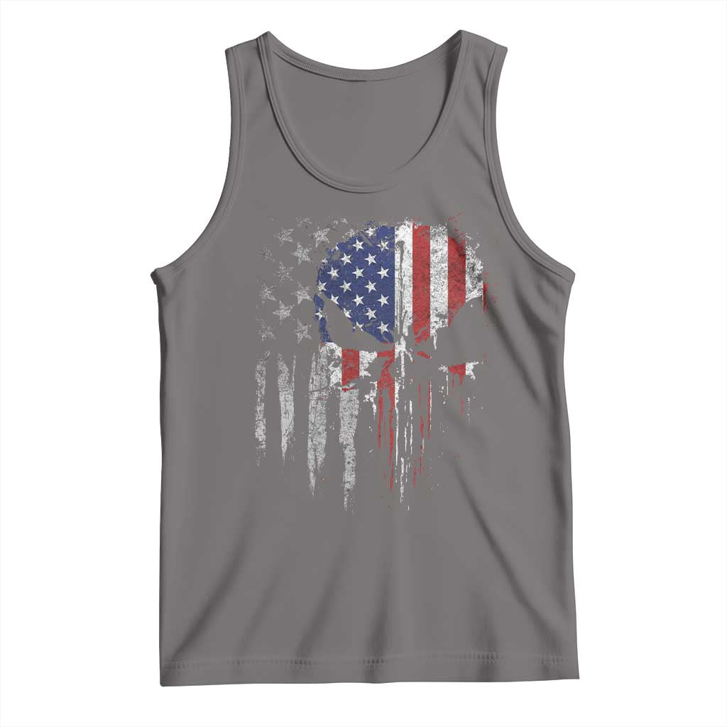 Funny 4th Of July Vintage American Flag Skull Skeleton Tank Top - Wonder Print Shop