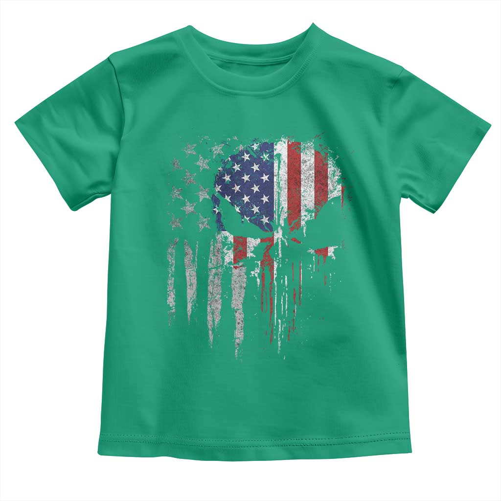 Funny 4th Of July Vintage American Flag Skull Skeleton Toddler T Shirt - Wonder Print Shop